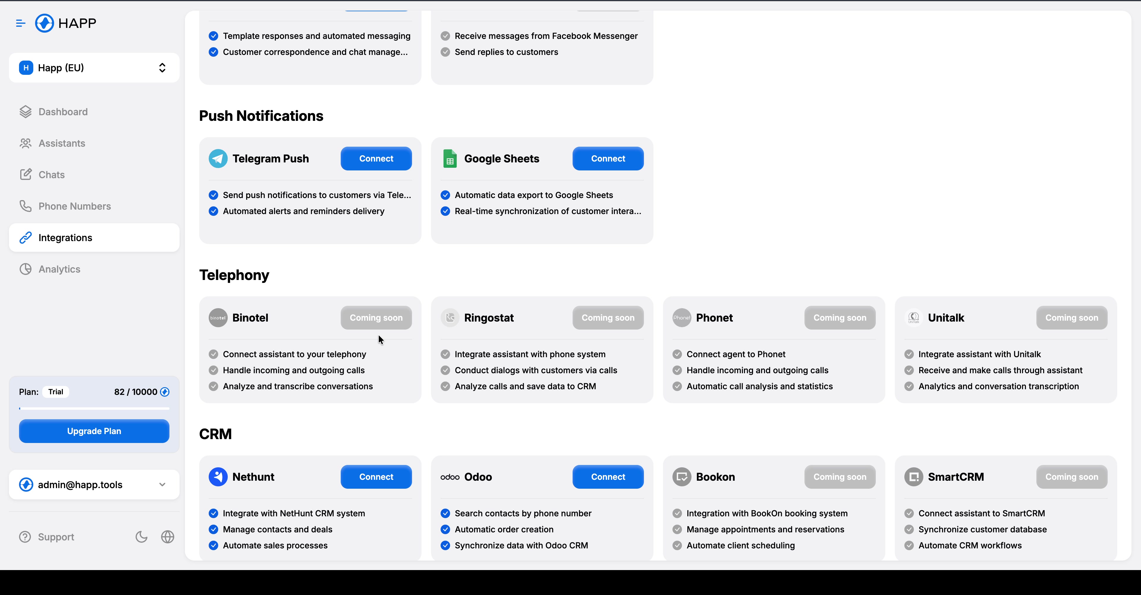 Телефонні інтеграції в HAPP — Ringostat, Ringostat, Phonet, Unitalk